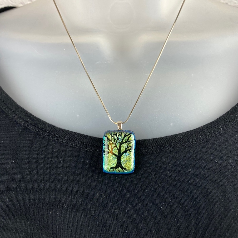 Tree of life dichroic glass pendant